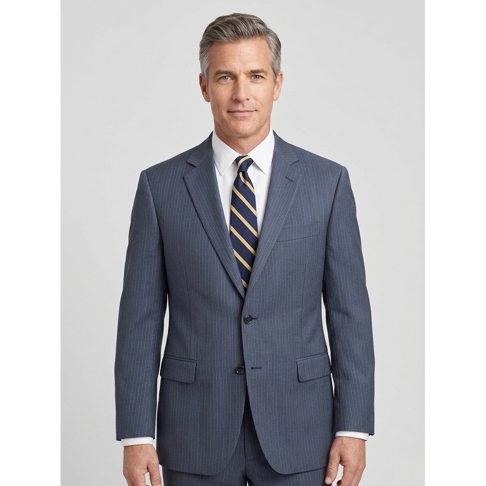 Brooks Brothers Mens SH Blue Pinstripe 100% Wool Blazer Sport Coat Size 42